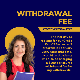 withdrawal fee at NorthStar Academy Online School